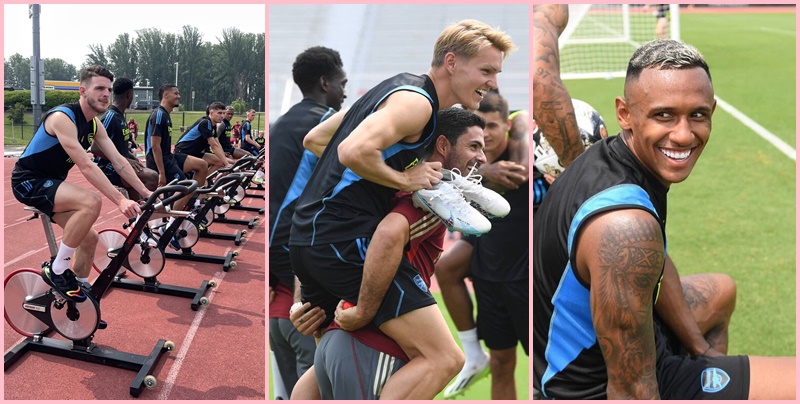 Không khí vui vẻ trong phòng thay đồ Arsenal Không khí vui vẻ trong phòng thay đồ Arsenal